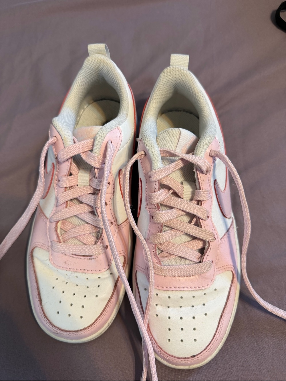 Kids Pink and White Nike Shoes